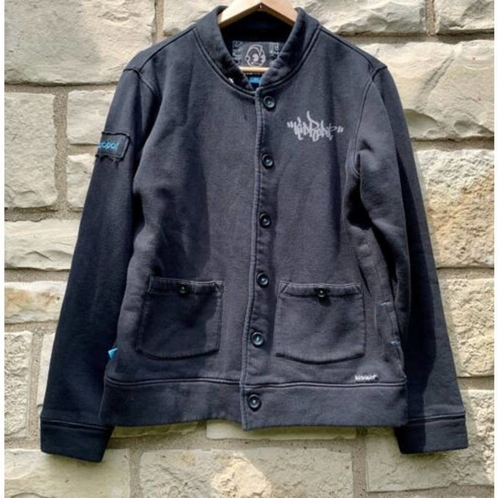 KIDROBOT Tag Logo Button Up Fleece Jacket - L